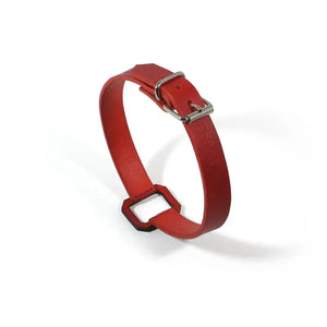 Choker en Cuir Rouge Walpier Buttero Veg Tan et Quincaillerie nickelée