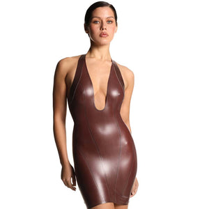 Robe latex Ruth Oxblood, élégante et audacieuse, idéale pour un look sophistiqué et sexy.
