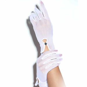 Gants blancs en résille transparente