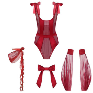 Packshot du Devant d'un Set de Lingerie Couleur Rouge