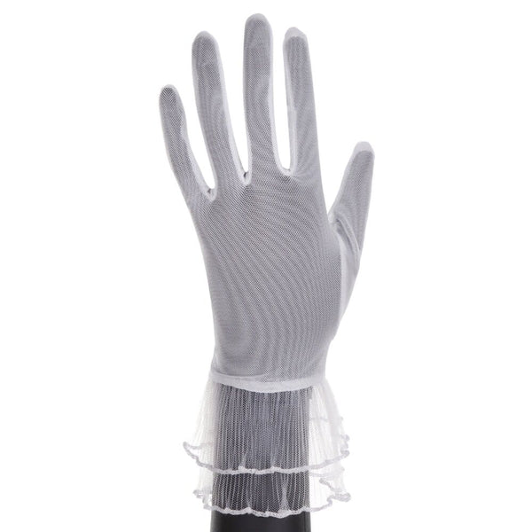 Gants à Volants Blanc en Résille Fine style élégant