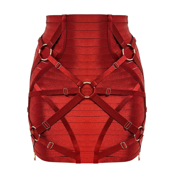 Packshot du Devant de la Jupe Waspie Harnais couleur Rouge