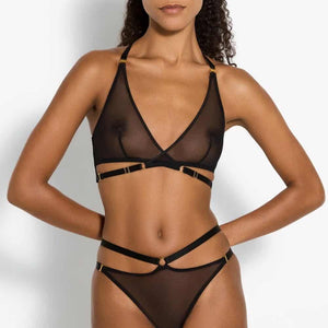 Soutien-gorge Résille Noir Détails Dorés