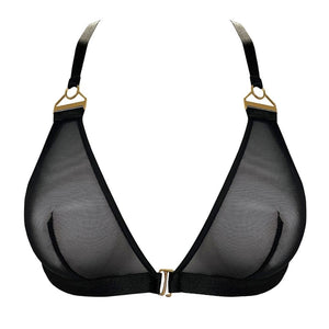 Soutien-Gorge Triangle Résille en Mesh Et Détail doré