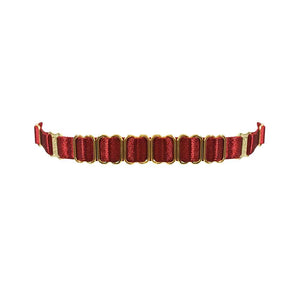 Collier en élastique satiné rouge et détails doré BORDELLE chez Brigade Mondaine