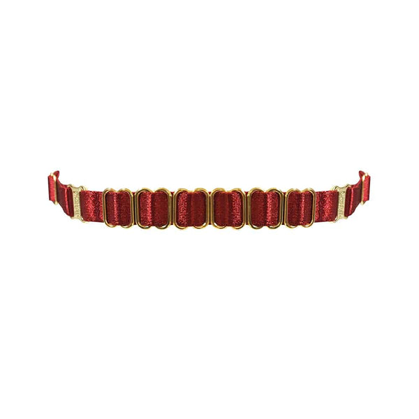 Collier en élastique satiné rouge et détails doré BORDELLE chez Brigade Mondaine