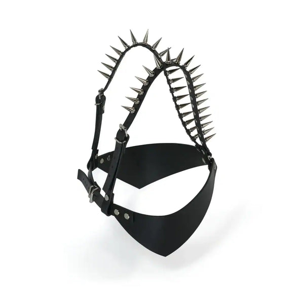 Soutien-Gorge Cuir avec Spikes Argentés en Quincaillerie nickelée