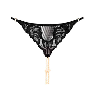 G-string stimulation clitoris avec perles stimulantes en dentelle et résille noir BRACLI chez Brigade Mondaine