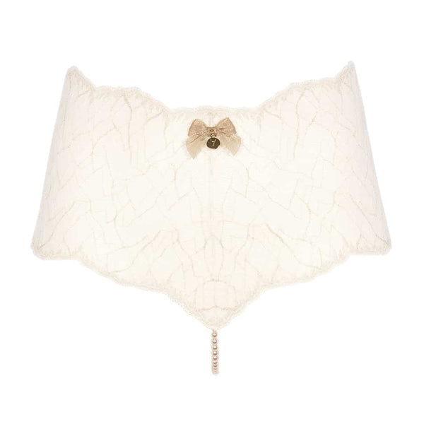Culotte taille haute avec perles stimulantes en dentelle ivoire collection SYDNEY avec petit noeud sur le devant BRACLI chez Brigade Mondaine
