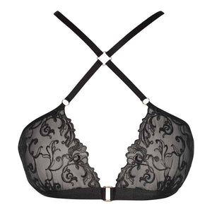 Soutien gorge croisé sur le devant en dentelle noire Vienna par BRACLI chez Brigade Mondaine
