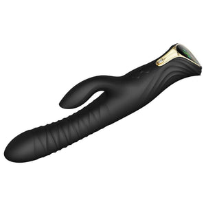 Vibromasseur Rabbit MOSE noir à double stimulation, surface mate texturée et lignes ergonomiques, présenté sur fond blanc dans une esthétique épurée et contemporaine.