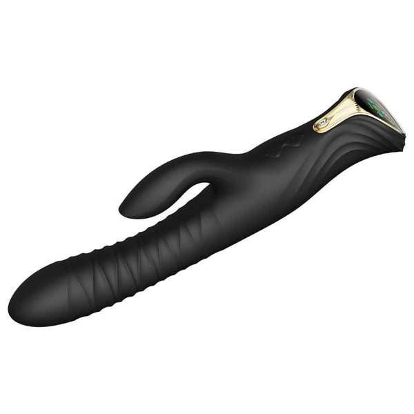 Vibromasseur Rabbit MOSE noir à double stimulation, surface mate texturée et lignes ergonomiques, présenté sur fond blanc dans une esthétique épurée et contemporaine.