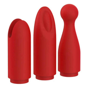 Stimulateur clitoridien compact en forme de rouge à lèvres, 10 modes de vibration, trois embouts interchangeables, rechargeable et étanche IPX5.
