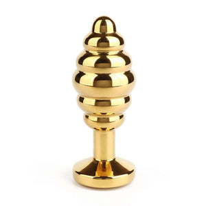 Plug Anal forme spiralée en acier inoxydable Doré base sertie d’un bijou Diamant Strass
