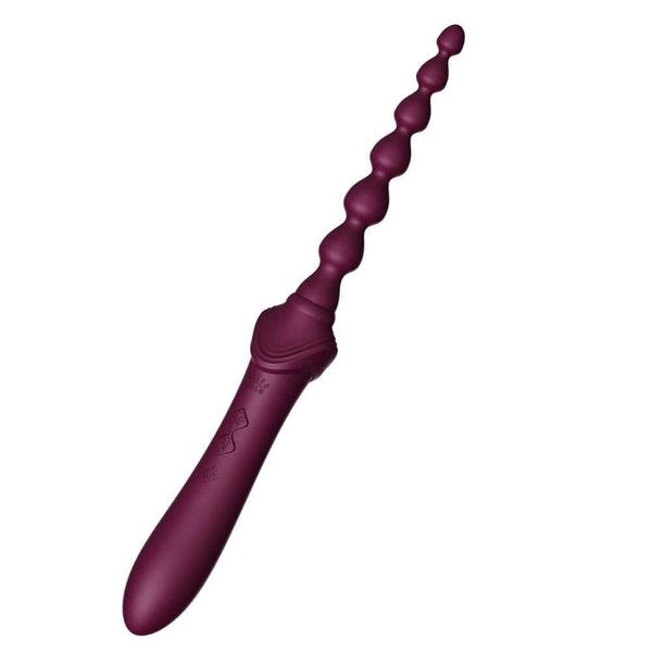 Stimulateur intime ZALO Bess 2, élégant et fin, en silicone haut de gamme, présenté avec embouts interchangeables et fonction chauffante, conçu pour une stimulation précise et personnalisée.