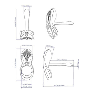 Vibromasseur portable au design ergonomique présenté avec son écrin, posé sur un décor aux nuances bleues et rouges, sélection Brigade Mondaine Paris. Sextoys Electriques