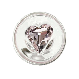 Plug Annal en Verre Borosilicate bulbe compact tige courte Détail sur la base en forme de cœur orné d’un cristal avec Une Fleur à L'intérieur
