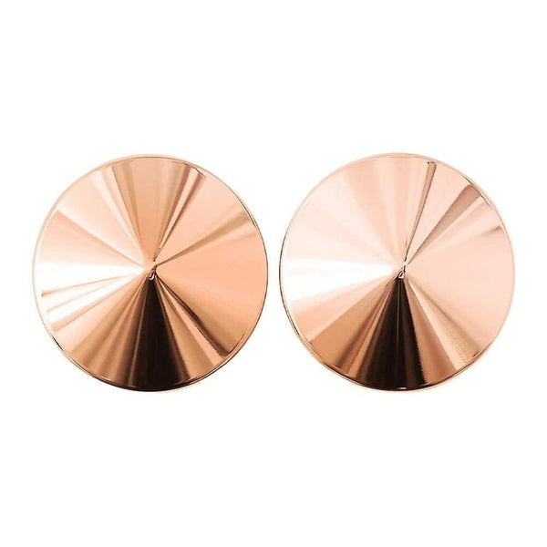 Paire de cache-tétons Seduction en métal doré à surface circulaire et finition brillante, présentés sur fond blanc dans une esthétique minimaliste et soignée.