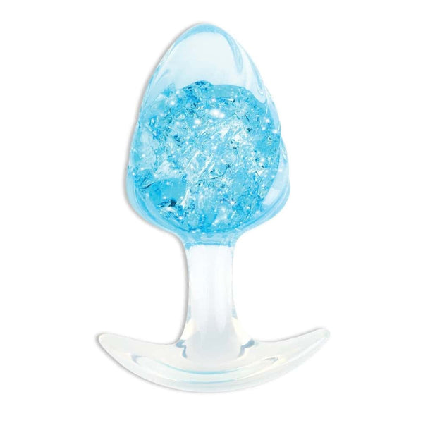 Plug en cristal translucide avec base évasée et texture interne brillante, accessoire proposé par Brigade Mondaine Paris.
