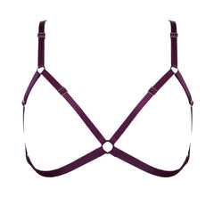 Soutien-gorge ouvert en élastique bordeaux par ELF Zhou London