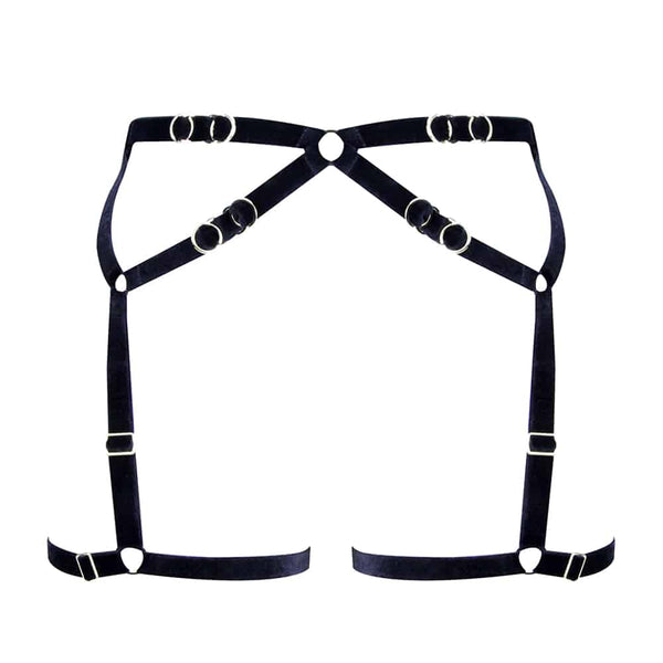 Porte jarretelle de la marque ElF ZHOU LONDON de couleur noir. Porte jarretelle en velours qui apporte un aspect érotique. Elle encadre et défini pour un effet séduisant