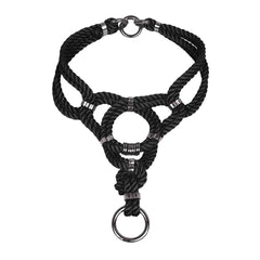 Choker Noir en corde en polycoton O ring et Détails en alliage de zinc et laiton tressé
