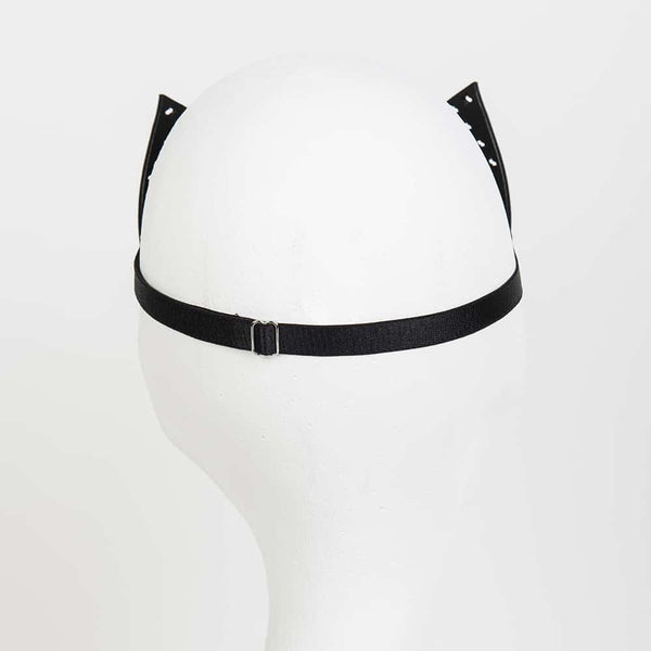 Masque chat noir en cuir vernis perforé de croix Original Sin Nero par FRAULEIN KINK chez Brigade Mondaine
