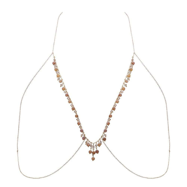 Packshot du Devant d'un Bijou de Buste Doré avec Bijoux Swarovski