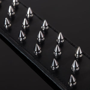 Choker en cuir premium Noir avec Spikes pointes métalliques