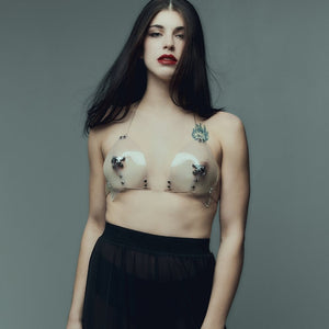 Soutien-gorge invisible transparent avec détails décoratifs et effet seconde peau