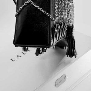 Sac à main Corseté avec Chaînes Argent Massif et Cuir Véritable