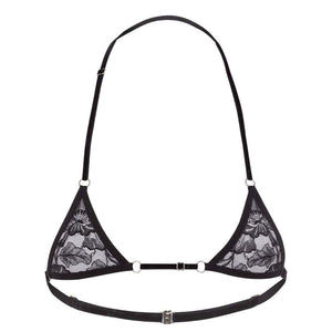 Packshot Micro Soutien-gorge Noir en Velours et Dentelle Réglable
