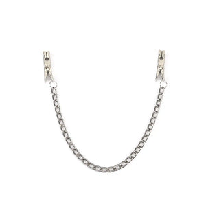 Pinces à tétons BDSM en métal argenté avec chaîne centrale – accessoires fétichistes Liebe Seele