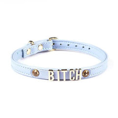 LIEBE SEELE - Choker Leder Blau BITCH