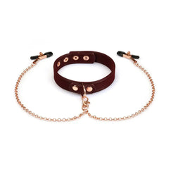 LIEBE SEELE - Collier avec pinces à seins Metallic Bordeaux