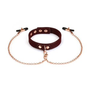 LIEBE SEELE - Collier avec pinces à seins Metallic Bordeaux
