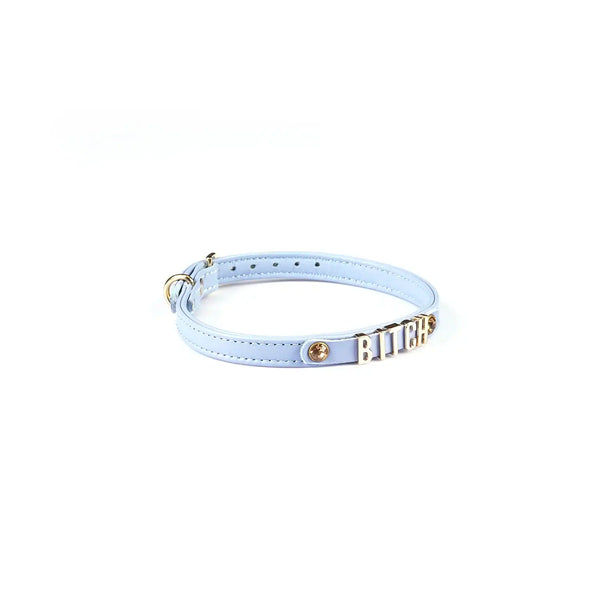 LIEBE SEELE - Choker Leder Blau BITCH