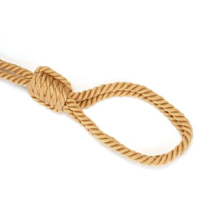 Collier BDSM en coton noir avec laisse en corde, ajustable grâce à un nœud coulissant, idéal pour le bondage et l’art du shibari.