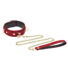 Set collier et laisse Kinbaku Ukiyo-e en cuir suédé d'agneau, élégant et fonctionnel. Confort supérieur et résistance. Fusion entre l’art traditionnel japonais et les jeux BDSM modernes.