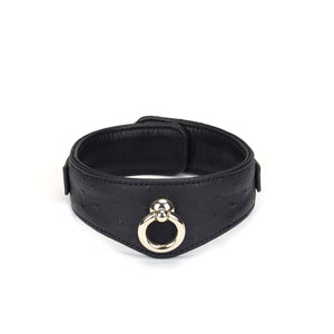 Packshot Collier BDSM en Cuir Noir et Or
