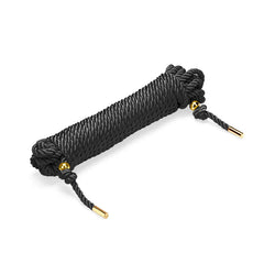 Cordage LIEBE SEELE en jute noir pour shibari. 10 mètres de longueur, 6 mm de diamètre. Parfait pour des nœuds et motifs visuellement saisissants. Robuste et élégant, idéal pour le bondage japonais.