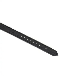 Choker en cuir noir embossé avec lettres argentées SLUT et finitions dorées. Accessoire ajustable, souple et confortable, parfait pour jeux BDSM et tenues fétichistes.