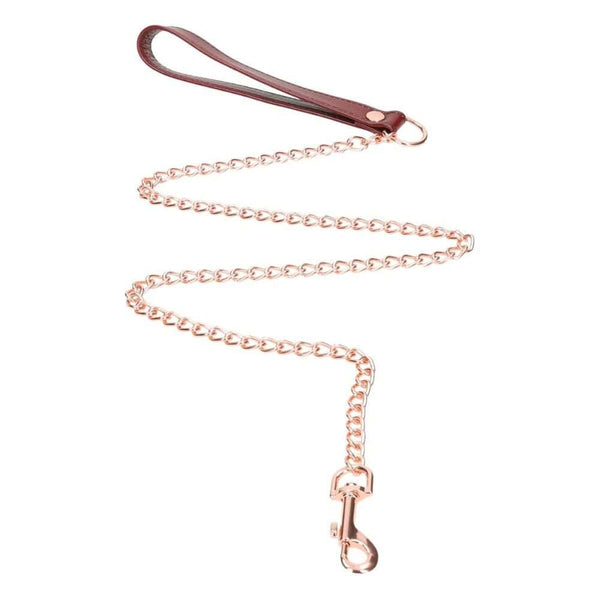 Laisse en Cuir Rouge avec Chaine Dorée