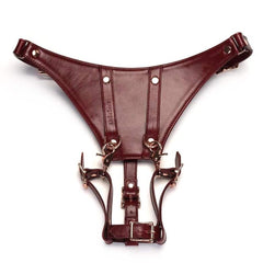 Packshot du Devant d'une Ceinture Harnais en Cuir couleur Rouge