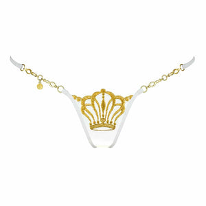 String à dentelle ivoire avec couronne dorée par Lucky Cheeks chez Brigade Mondaine