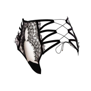 Culotte haute Lilitus alliant résille, dentelle et élastique, pour former des pièces fortes et intemporelles