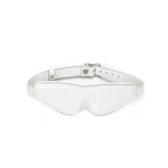 Bandeau pour yeux masque de bondage en cuir de vache blanc Réglable par boucle métallique en métal argenté