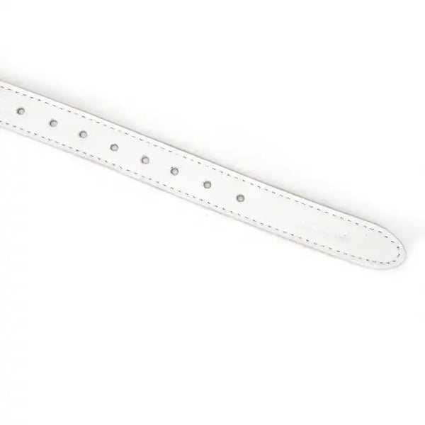 Bandeau pour yeux masque de bondage en cuir de vache blanc Réglable par boucle métallique en métal argenté