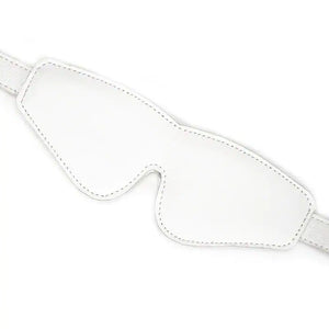 Bandeau pour yeux masque de bondage en cuir de vache blanc Réglable par boucle métallique en métal argenté