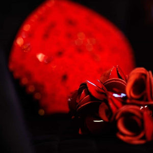 HOUSE of SXN - Fouet Cuir Verni Rosa Sanguine